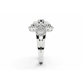 Ring with 0.02ct Marquise Cut diamonds and 0.36ct round diamonds