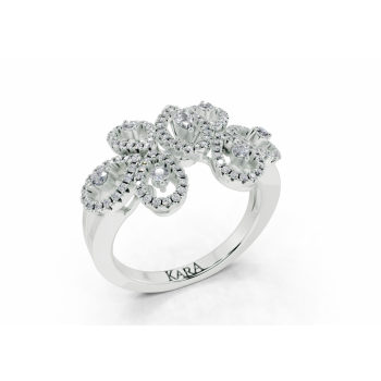 Ring with 0.02ct Marquise Cut diamonds and 0.36ct round diamonds