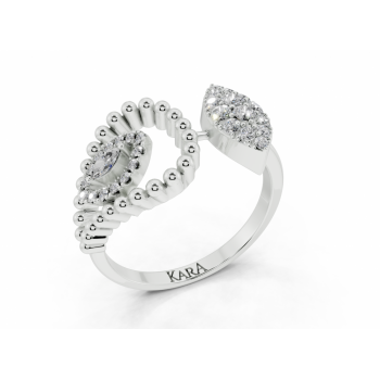 Ring with 0.04ct Marquise Cut diamonds and 0.26ct round diamonds
