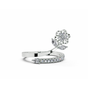 Ring with 0.07 ct Marquise Cut diamonds, 0.05 ct Pear Cut diamonds and 0.17 ct round diamonds