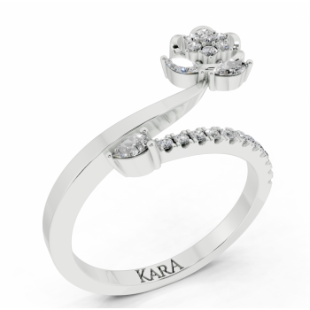 Ring with 0.07 ct Marquise Cut diamonds, 0.05 ct Pear Cut diamonds and 0.17 ct round diamonds