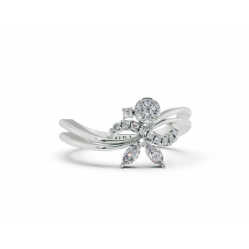 Ring with 0.07 ct Marquise Cut diamonds and 0.10 ct round diamonds