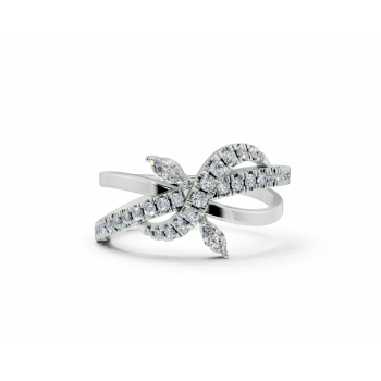 Ring with 0.07 ct Marquise Cut diamonds and 0.27 ct round diamonds