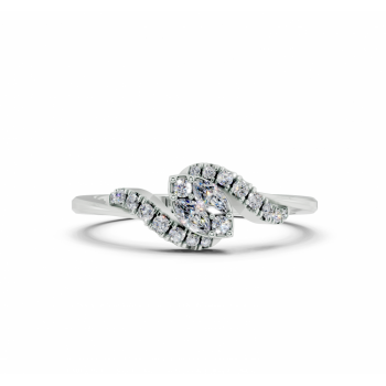 Ring with 0.07ct Marquise Cut diamonds and 0.10ct round diamonds