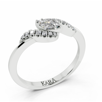 Ring with 0.07ct Marquise Cut diamonds and 0.10ct round diamonds