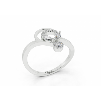 Ring with 0.07ct Marquise Cut diamonds and 0.11ct round diamonds