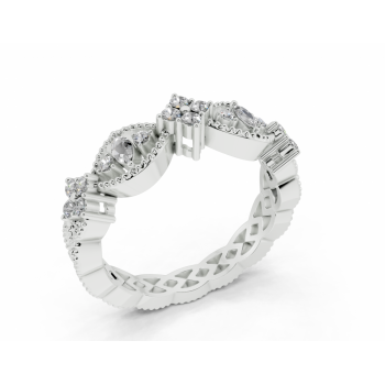Ring with 0.07ct Marquise Cut diamonds and 0.20ct round diamonds