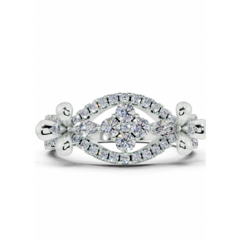 Ring with 0.07ct Marquise Cut diamonds and 0.50ct round diamonds
