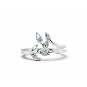 Ring with 0.09 ct Marquise Cut diamonds, 0.13 ct Pear Cut diamonds and 0.01 ct round diamonds