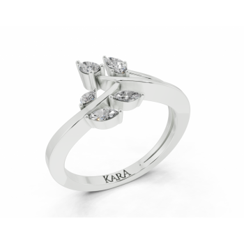 Ring with 0.09 ct Marquise Cut diamonds, 0.13 ct Pear Cut diamonds and 0.01 ct round diamonds