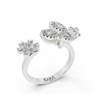 Ring with 0.09ct Marquise Cut diamonds and 0.21ct round diamonds