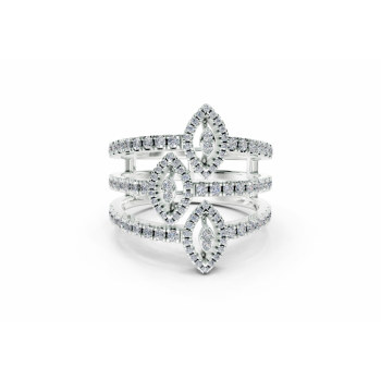 Ring with 0.09ct Marquise Cut diamonds and 0.57ct round diamonds