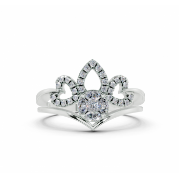 Ring with 0.10 ct Marquise Cut diamonds, 0.04 ct Princess Cut diamonds and 0.13 ct round diamonds