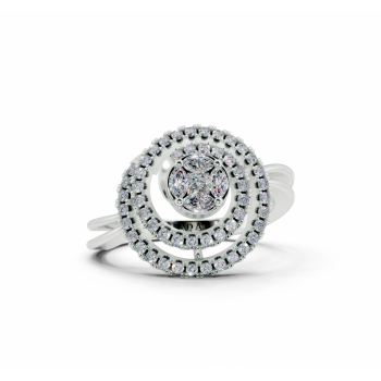 Ring with 0.10 ct Marquise Cut diamonds, 0.04 ct Princess Cut diamonds and 0.26 ct round diamonds