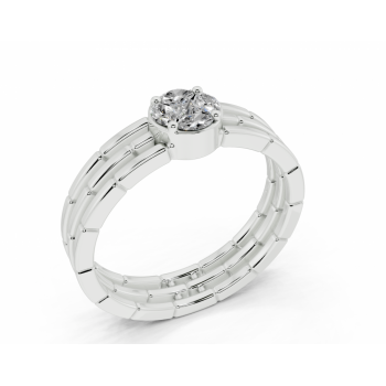 Ring with 0.10 ct Marquise Cut diamonds and 0.05 ct round diamonds