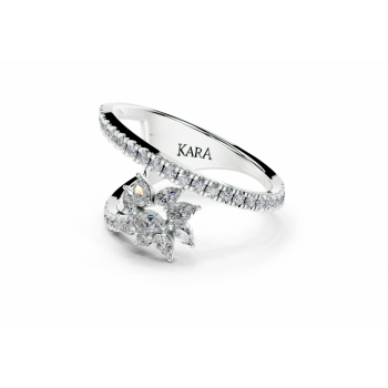 Ring with 0.10ct Marquise Cut diamonds, 0.26ct Pear Cut diamonds and 0.28ct round diamonds