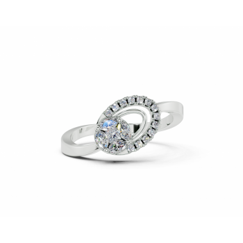 Ring with 0.10ct Marquise Cut diamonds, 0.04ct Princess Cut diamonds and 0.07ct round diamonds
