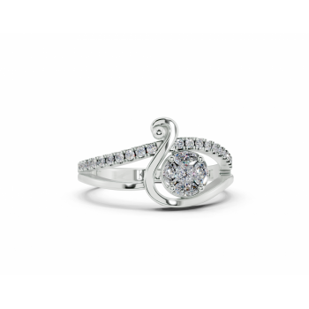 Ring with 0.10ct Marquise Cut diamonds, 0.05ct Princess Cut diamonds and 0.12ct round diamonds