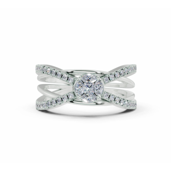 Ring with 0.10ct Marquise Cut diamonds, 0.05ct Princess Cut diamonds and 0.23ct round diamonds