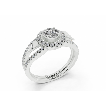 Ring with 0.10ct Marquise Cut diamonds, 0.05ct Princess Cut diamonds and 0.30ct round diamonds