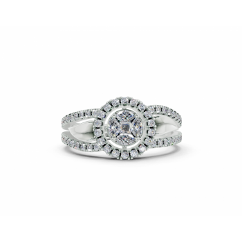 Ring with 0.10ct Marquise Cut diamonds, 0.05ct Princess Cut diamonds and 0.30ct round diamonds