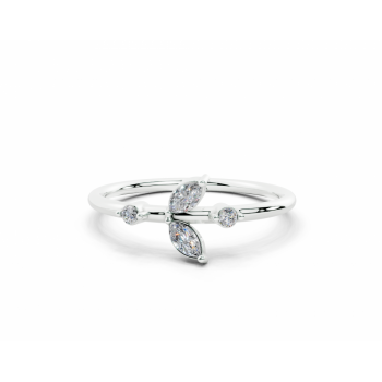 Ring with 0.10ct Marquise Cut diamonds and 0.03ct round diamonds