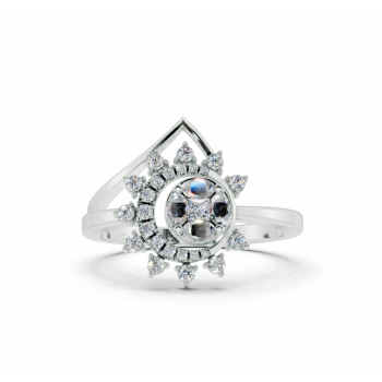 Ring with 0.10ct Marquise Cut diamonds, a 0.05ct Princess Cut diamond and 0.15ct round diamonds