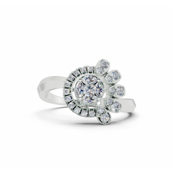 Ring with 0.10ct Marquise Cut diamonds, a 0.05ct Princess Cut diamond and 0.19ct round diamonds