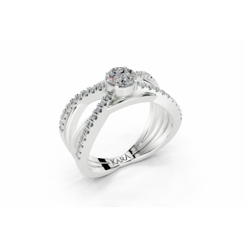 Ring with 0.10ct Marquise Cut diamonds, a 0.05ct Princess Cut diamond and 0.23ct round diamonds