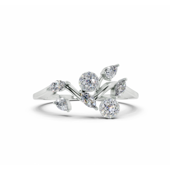 Ring with 0.11 ct Marquise Cut diamonds, 0.10 ct Pear Cut diamonds and 0.11 ct round diamonds