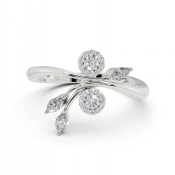Ring with 0.11 ct Marquise Cut diamonds and 0.15 ct round diamonds