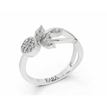 Ring with 0.11ct Marquise Cut diamonds, 0.11ct Pear Cut diamonds and 0.05ct round diamonds