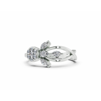 Ring with 0.11ct Marquise Cut diamonds, 0.11ct Pear Cut diamonds and 0.05ct round diamonds