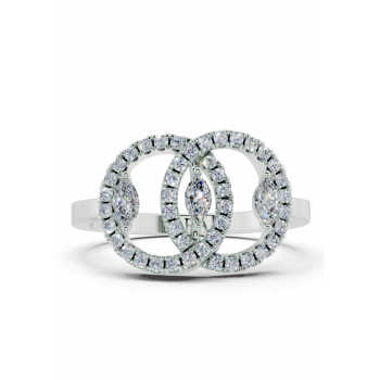 Ring with 0.11ct Marquise Cut diamonds and 0.22ct round diamonds