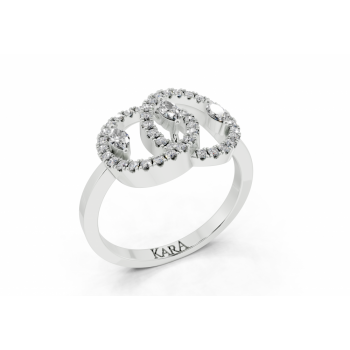Ring with 0.11ct Marquise Cut diamonds and 0.22ct round diamonds