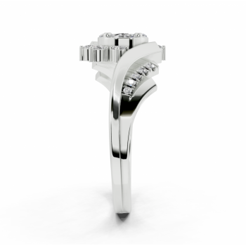 Ring with 0.13 ct Marquise Cut diamonds, 0.06 ct Princess Cut diamonds and 0.11 ct round diamonds