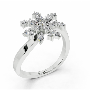 Ring with 0.14 ct Marquise Cut diamonds, 0.31 ct Pear Cut diamonds and 0.08 ct round diamonds