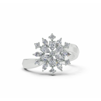Ring with 0.14 ct Marquise Cut diamonds, 0.31 ct Pear Cut diamonds and 0.08 ct round diamonds
