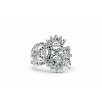 Ring with 0.15 ct Marquise Cut diamonds, 0.62 ct Round diamonds and 0.10 ct Pear diamonds