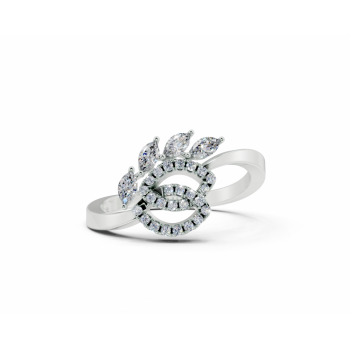Ring with 0.15 ct Marquise Cut diamonds and 0.09 ct round diamonds