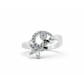 Ring with 0.15 ct Marquise Cut diamonds and 0.09 ct round diamonds