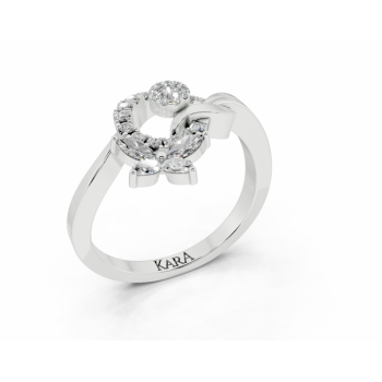 Ring with 0.15 ct Marquise Cut diamonds and 0.09 ct round diamonds