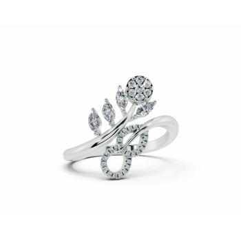 Ring with 0.15 ct Marquise Cut diamonds and 0.102 ct round diamonds