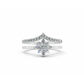 Ring with 0.15ct Marquise Cut diamonds and 0.21ct round diamonds
