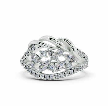 Ring with 0.17ct Marquise Cut diamonds and 0.24ct round diamonds