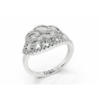 Ring with 0.17ct Marquise Cut diamonds and 0.24ct round diamonds
