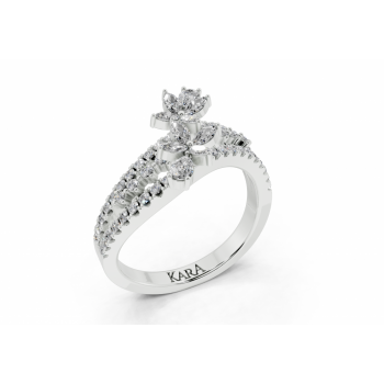 Ring with 0.18ct Marquise Cut diamonds, 0.10ct Pear Cut diamonds and 0.46ct round diamonds