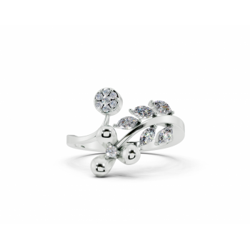 Ring with 0.19 ct Marquise Cut diamonds and 0.07 ct round diamonds