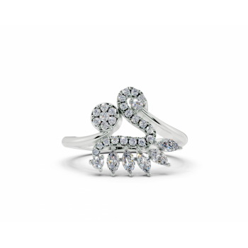 Ring with 0.19 ct Marquise Cut diamonds and 0.20 ct round diamonds