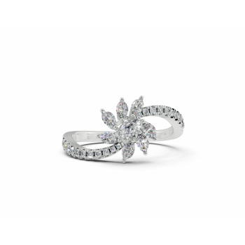 Ring with 0.19ct Marquise Cut diamonds, 0.07ct Pear Cut diamonds and 0.15ct round diamonds